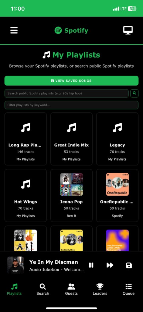 Browsing Spotify playlists inside Auxio